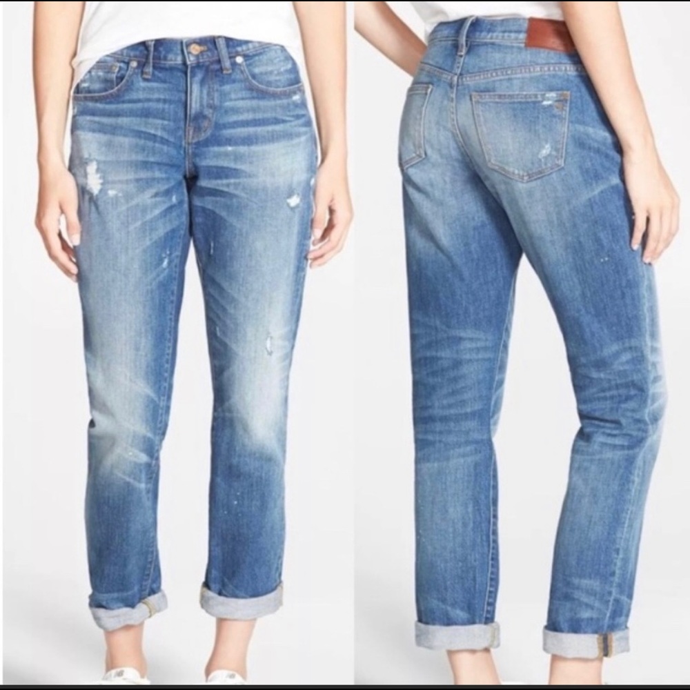 Madewell slim boyjean in Hatfield wash distressed mid rise fits 26 or 27